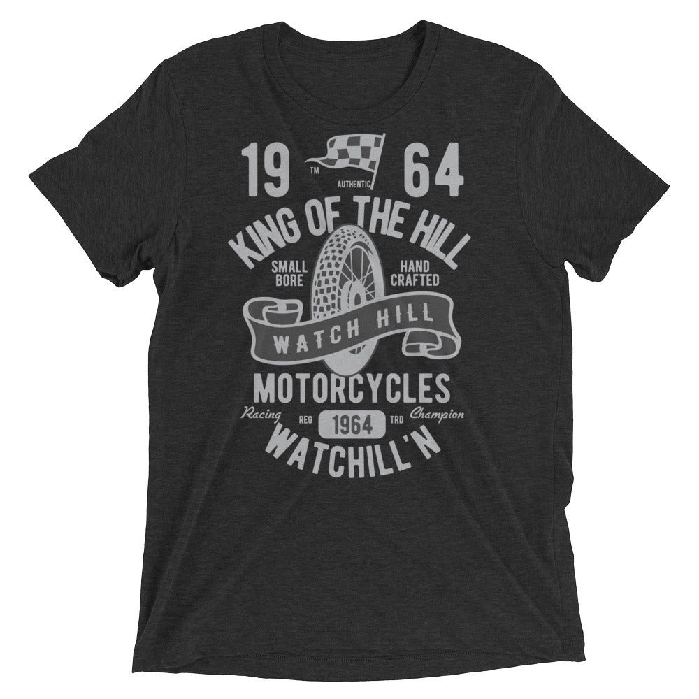 Watchill’n ‘King of the Hill’ Unisex Short sleeve t-shirt (Grey/Black) - Watchill'n
