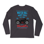 Watchill’n ‘Rhody Rides’ Premium Long Sleeve Fitted Crew (Blue/Red) - Watchill'n