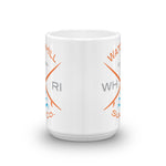Watch Hill ‘Surf Co.’ Ceramic Mugs in 11oz. or 15oz. (Orange/Grey/Cyan) - Watch Hill RI t-shirts with vintage surfing and motorcycle designs.