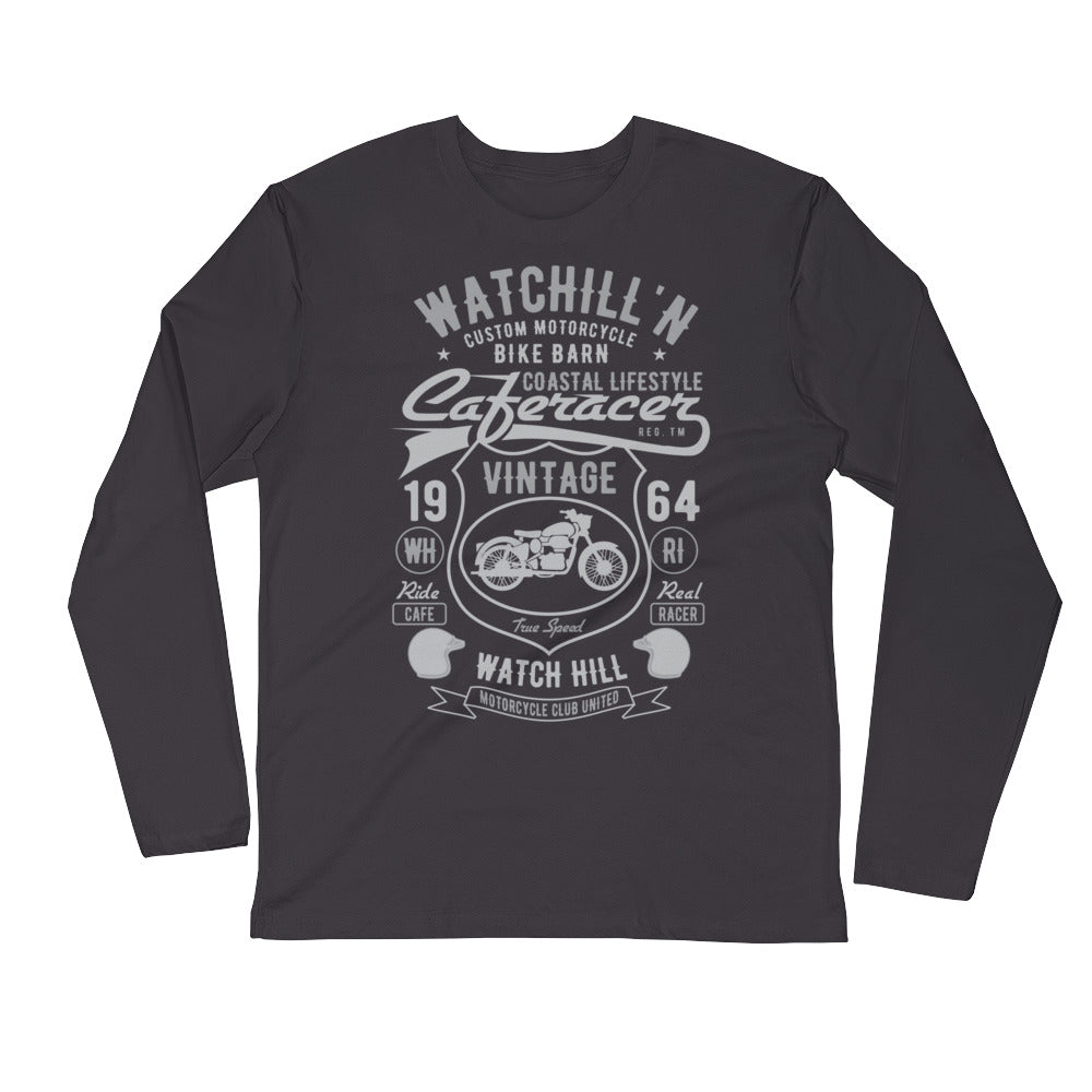 Watchill’n ‘Bike Barn’ Premium Long Sleeve Fitted Crew (Grey) - Watchill'n