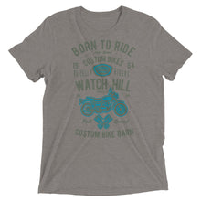 Load image into Gallery viewer, Watchill’n ‘Born To Ride’ Unisex Short sleeve t-shirt (Olive/Blue) - Watchill&#39;n