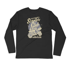 Load image into Gallery viewer, Watchill’n ‘Scooter Rider’ Premium Long Sleeve Fitted Crew (Tan/Grey) - Watch Hill RI t-shirts with vintage surfing and motorcycle designs.
