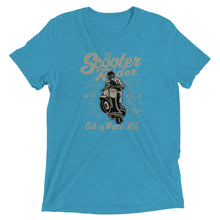 Load image into Gallery viewer, Watchill’n ‘Scooter Rider’ Unisex Short Sleeve t-shirt (Grey/Black) - Watch Hill RI t-shirts with vintage surfing and motorcycle designs.