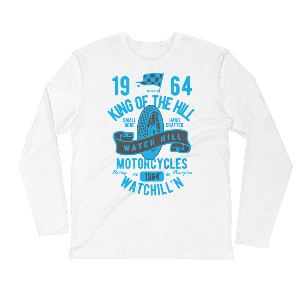 Watchill’n ‘King of the Hill’ Premium Long Sleeve Fitted Crew (Blue) - Watchill'n