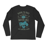 Watchill’n ‘Born To Ride’ Premium Long Sleeve Fitted Crew (Olive/Blue) - Watchill'n