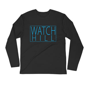 Watch Hill Rectangular Logo Premium Long Sleeve Fitted Crew (Cyan) - Watchill'n
