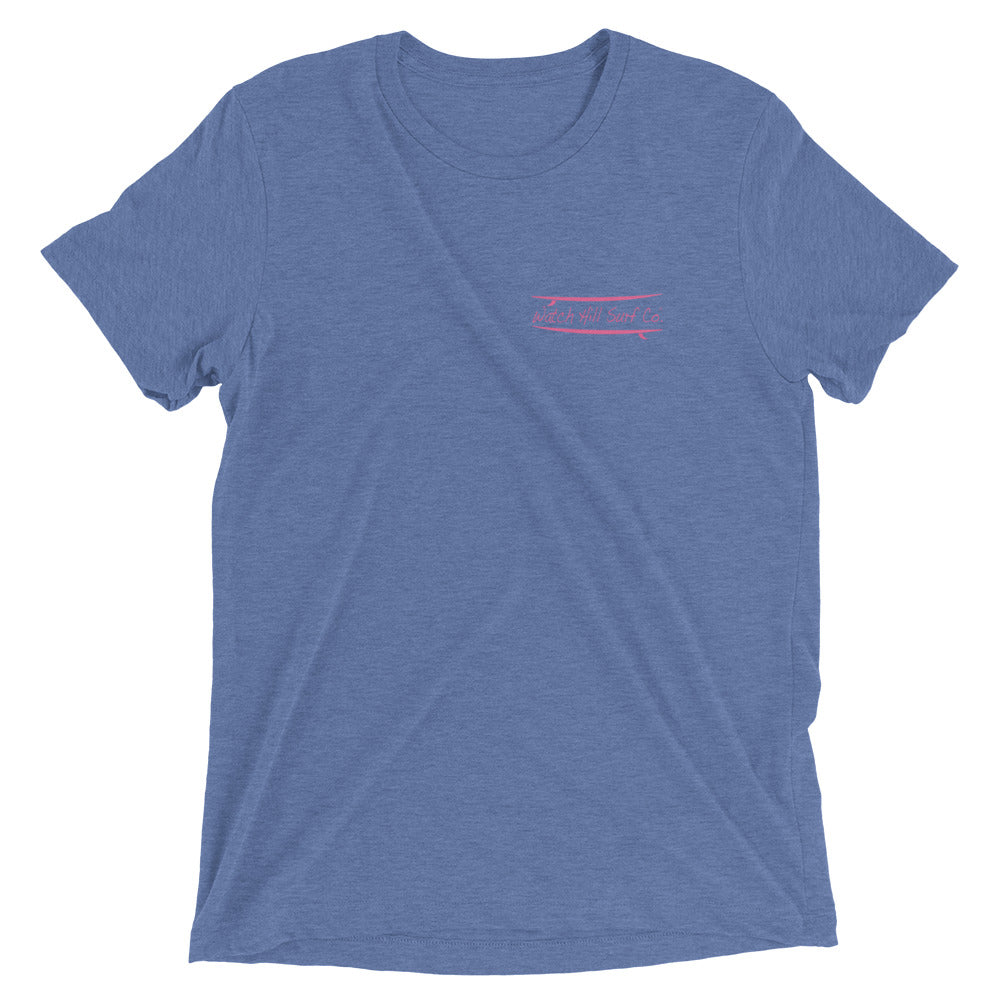 Watch Hill Surf Co. 'Parallel Boards' Unisex Short sleeve t-shirt (Pink) - Watch Hill RI t-shirts with vintage surfing and motorcycle designs.