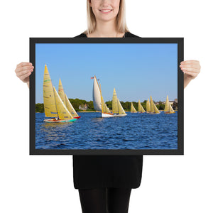 WH-15s Racing, "Cat on the Course", Framed poster - Watch Hill RI t-shirts with vintage surfing and motorcycle designs.