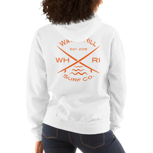 Watch Hill 'Surf Co.’ Unisex Hoodie - (Orange) - Watch Hill RI t-shirts with vintage surfing and motorcycle designs.