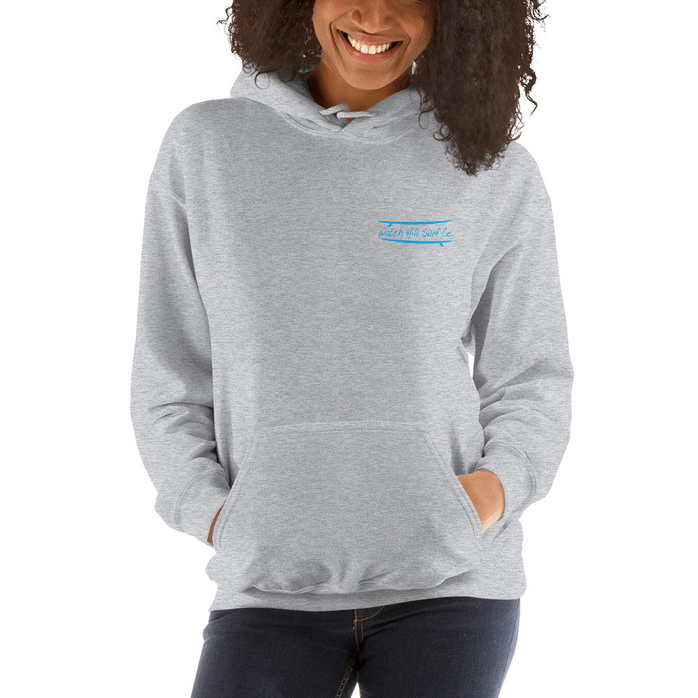 Watch Hill Surf Co. 'Parallel Boards' Unisex Hoodie - (Blue) - Watch Hill RI t-shirts with vintage surfing and motorcycle designs.