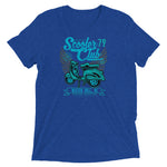 Watchill’n ‘Scooter Club’ Unisex Short Sleeve t-shirt (Cyan/Turquoise) - Watch Hill RI t-shirts with vintage surfing and motorcycle designs.