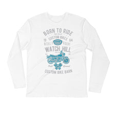 Load image into Gallery viewer, Watchill’n ‘Born To Ride’ Premium Long Sleeve Fitted Crew (Grey/Blue) - Watchill&#39;n
