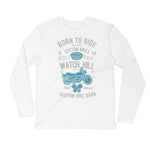 Watchill’n ‘Born To Ride’ Premium Long Sleeve Fitted Crew (Grey/Blue) - Watchill'n