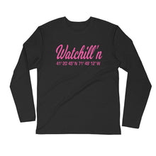 Load image into Gallery viewer, Watchill&#39;n &#39;Coordinates&#39; Logo Premium Long Sleeve Fitted Crew (Pink) - Watchill&#39;n