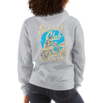 Watchill’n ‘Scooter Club’ Unisex Hoodie (Creme/Cyan) - Watch Hill RI t-shirts with vintage surfing and motorcycle designs.