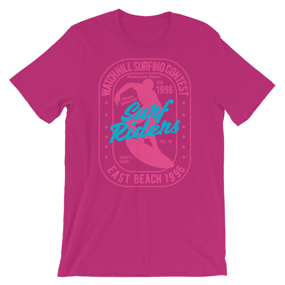 Watchill'n 'Surf Riders' - Short-Sleeve Unisex T-Shirt (Pink) - Watchill'n