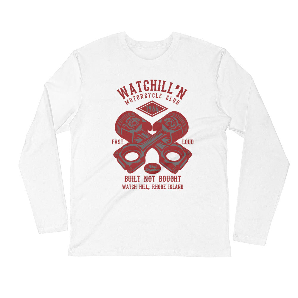 Watchill’n ‘Built Not Bought’ Premium Long Sleeve Fitted Crew (Red) - Watchill'n