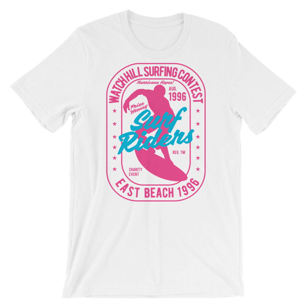 Watchill'n 'Surf Riders' - Short-Sleeve Unisex T-Shirt (Pink) - Watchill'n