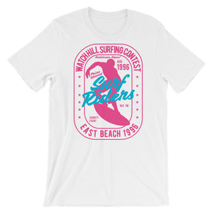 Watchill'n 'Surf Riders' - Short-Sleeve Unisex T-Shirt (Pink) - Watchill'n