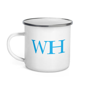 Watch Hill 'WH' Logo Enamel Mug (Cyan) - Watch Hill RI t-shirts with vintage surfing and motorcycle designs.