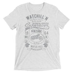Watchill’n ‘Bike Barn’ Unisex Short sleeve t-shirt (Dk Grey/Grey) - Watchill'n