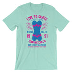 Watchill'n 'Live to Skate' - Short-Sleeve Unisex T-Shirt (Pink/Blue) - Watchill'n