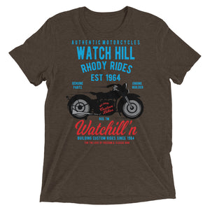 Watchill’n ‘Rhody Rides’ Unisex Short sleeve t-shirt (Blue/Red) - Watchill'n