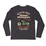 Watchill’n 'Vintage Motorcycles' Premium Long Sleeve Fitted Crew (Green/Creme) - Watchill'n