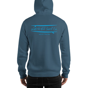 Watch Hill Surf Co. 'Parallel Boards' Unisex Hoodie - (Blue) - Watch Hill RI t-shirts with vintage surfing and motorcycle designs.