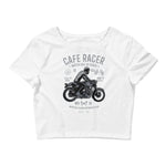 Watchill’n ‘Cafe Racer’ - Women’s Crop Tee (Grey) - Watch Hill RI t-shirts with vintage surfing and motorcycle designs.