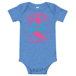 Watchill'n 'Surf Rider' - Baby Jersey Short Sleeve One Piece (Pink) - Watch Hill RI t-shirts with vintage surfing and motorcycle designs.