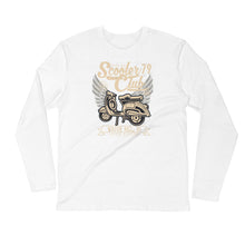 Load image into Gallery viewer, Watchill’n ‘Scooter Club 2’ Premium Long Sleeve Fitted Crew (Creme/Grey) - Watch Hill RI t-shirts with vintage surfing and motorcycle designs.