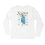 Watchill’n ‘Scooter Rider’ Premium Long Sleeve Fitted Crew (Grey/Cyan) - Watch Hill RI t-shirts with vintage surfing and motorcycle designs.