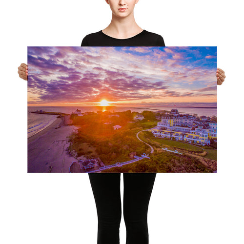 Watch Hill Sunset Over East Beach, Canvas Prints - Watch Hill RI t-shirts with vintage surfing and motorcycle designs.