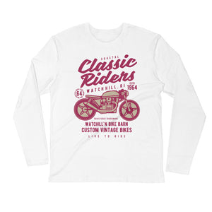 Watchill’n ‘Coastal Classic’ Premium Long Sleeve Fitted Crew (Raspberry/Creme) - Watchill'n
