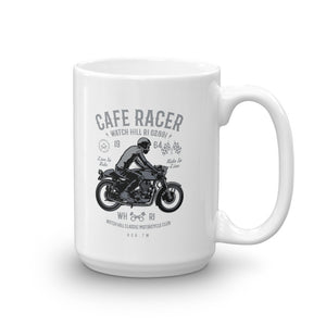 Watchill'n 'Cafe Racer' Ceramic Mug - (Grey/Black) - Watch Hill RI t-shirts with vintage surfing and motorcycle designs.
