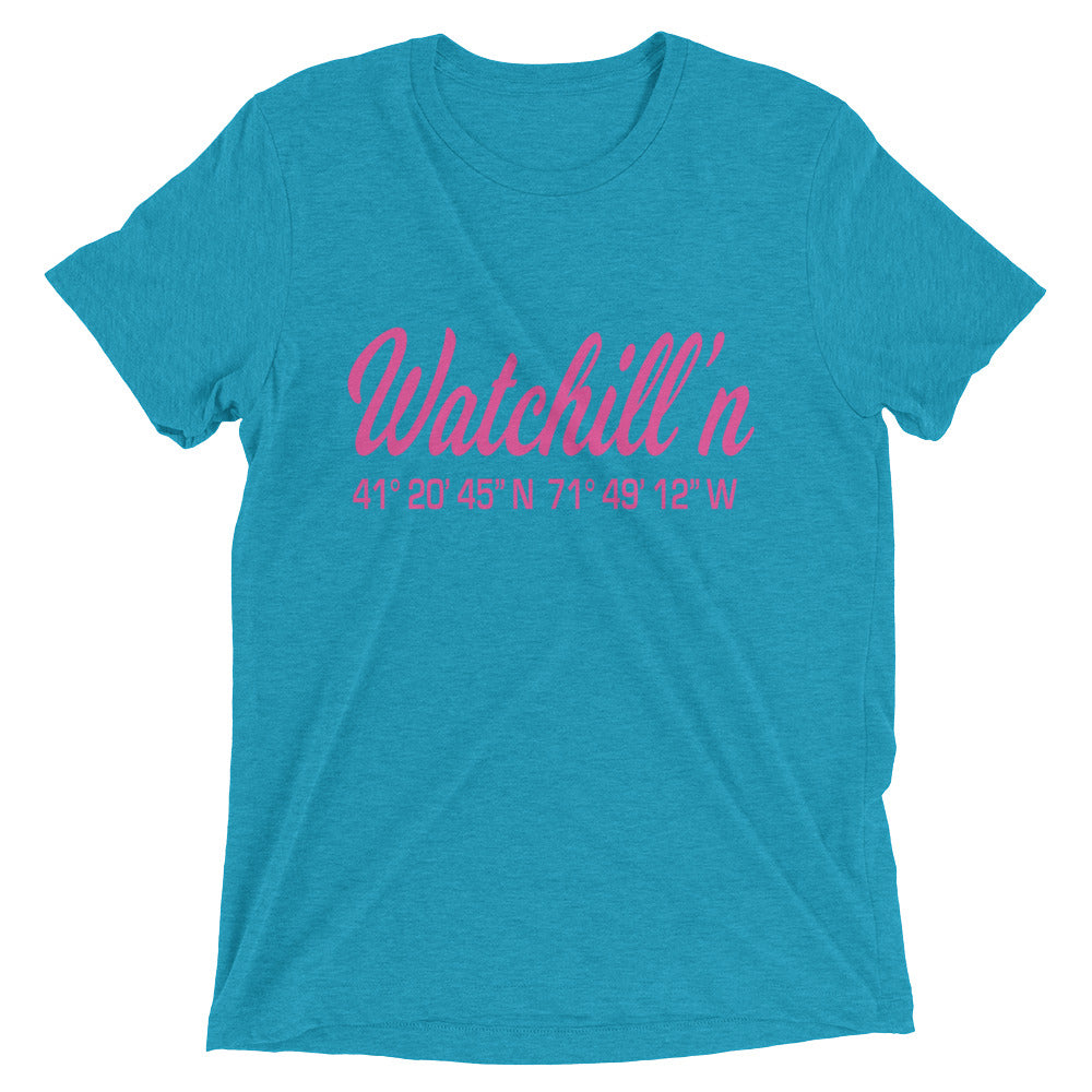 Watchill'n 'Coordinates' Logo Premium Unisex Short Sleeve T-shirt (Pink) - Watchill'n