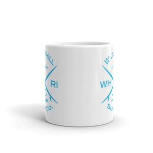 Watch Hill ‘Surf Co.’ Ceramic Mugs in 11oz. or 15oz. (Cyan) - Watch Hill RI t-shirts with vintage surfing and motorcycle designs.
