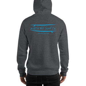 Watch Hill Surf Co. 'Parallel Boards' Unisex Hoodie - (Blue) - Watch Hill RI t-shirts with vintage surfing and motorcycle designs.