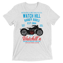 Load image into Gallery viewer, Watchill’n ‘Rhody Rides’ Unisex Short sleeve t-shirt (Blue/Red) - Watchill&#39;n