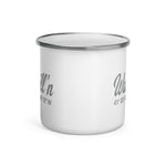 Watchill'n 'Coordinates' Enamel Mug (Grey) - Watch Hill RI t-shirts with vintage surfing and motorcycle designs.