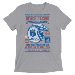 Watchill’n ‘Beach Racing’ Unisex Short sleeve t-shirt (Blue/Rust) - Watchill'n