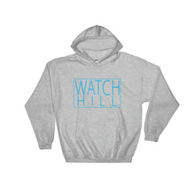 Load image into Gallery viewer, Watch Hill &#39;Rectangular Logo&#39; - Hoodie (Cyan) - Watchill&#39;n