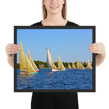 Load image into Gallery viewer, WH-15s Racing, &quot;Cat on the Course&quot;, Framed poster - Watch Hill RI t-shirts with vintage surfing and motorcycle designs.
