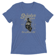Load image into Gallery viewer, Watchill’n ‘Scooter Rider’ Unisex Short Sleeve t-shirt (Grey/Black) - Watch Hill RI t-shirts with vintage surfing and motorcycle designs.