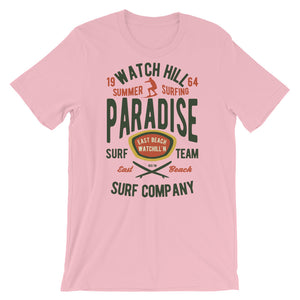 Watchill'n 'Summer Surfing' - Short-Sleeve Unisex T-Shirt (Green/Terracotta) - Watchill'n