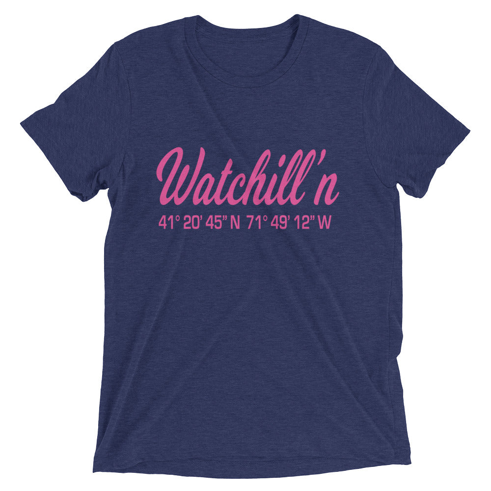 Watchill'n 'Coordinates' Logo Premium Unisex Short Sleeve T-shirt (Pink) - Watchill'n