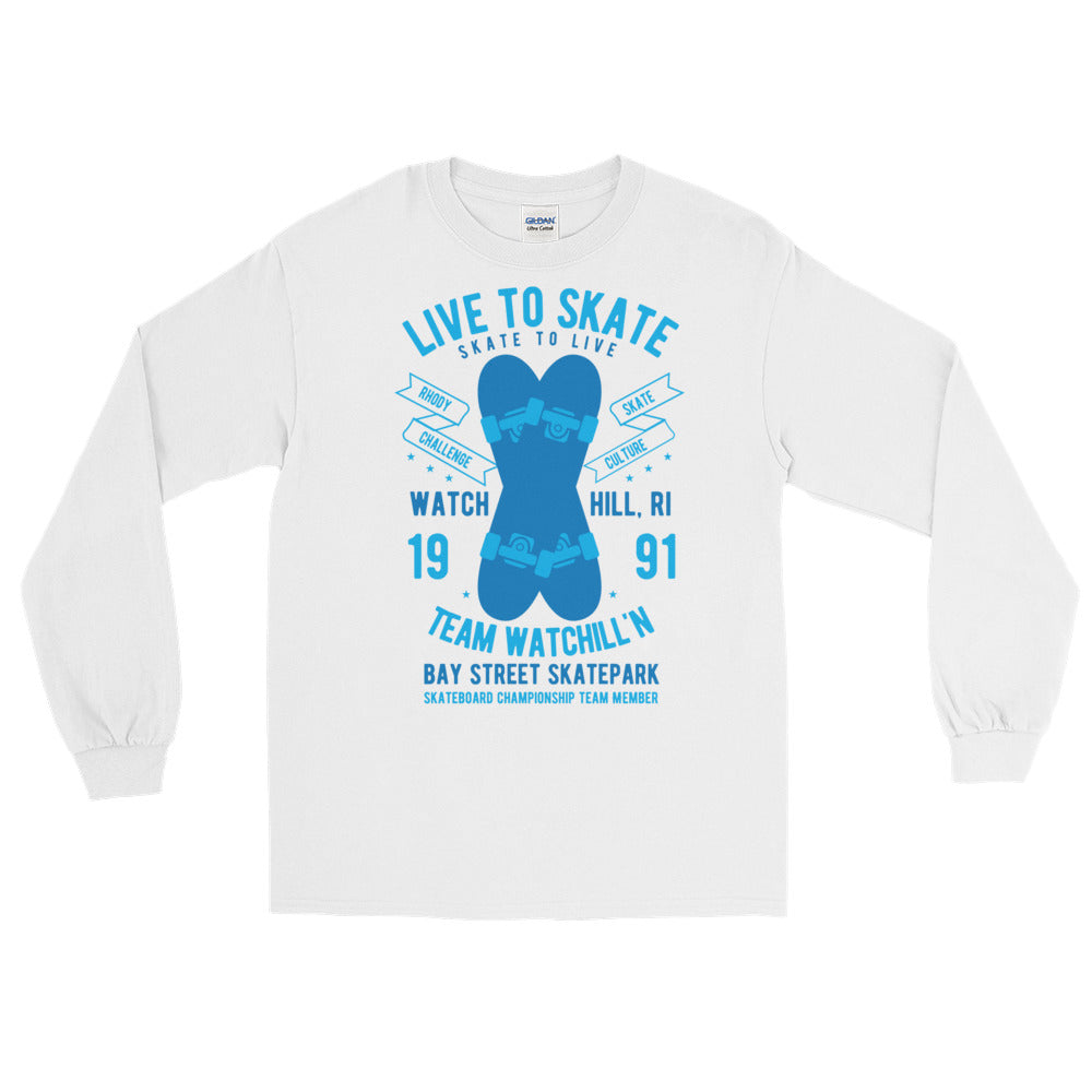 Watchill'n 'Live to Skate' - Long-Sleeve T-Shirt (Lt. Blue/Blue) - Watchill'n