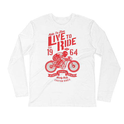 Watchill’n ‘Live To Ride’ Premium Long Sleeve Fitted Crew (Red) - Watchill'n