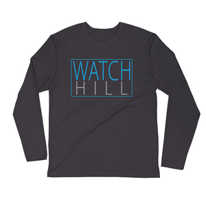 Watch Hill Rectangular Logo Premium Long Sleeve Fitted Crew (Cyan/Grey) - Watchill'n